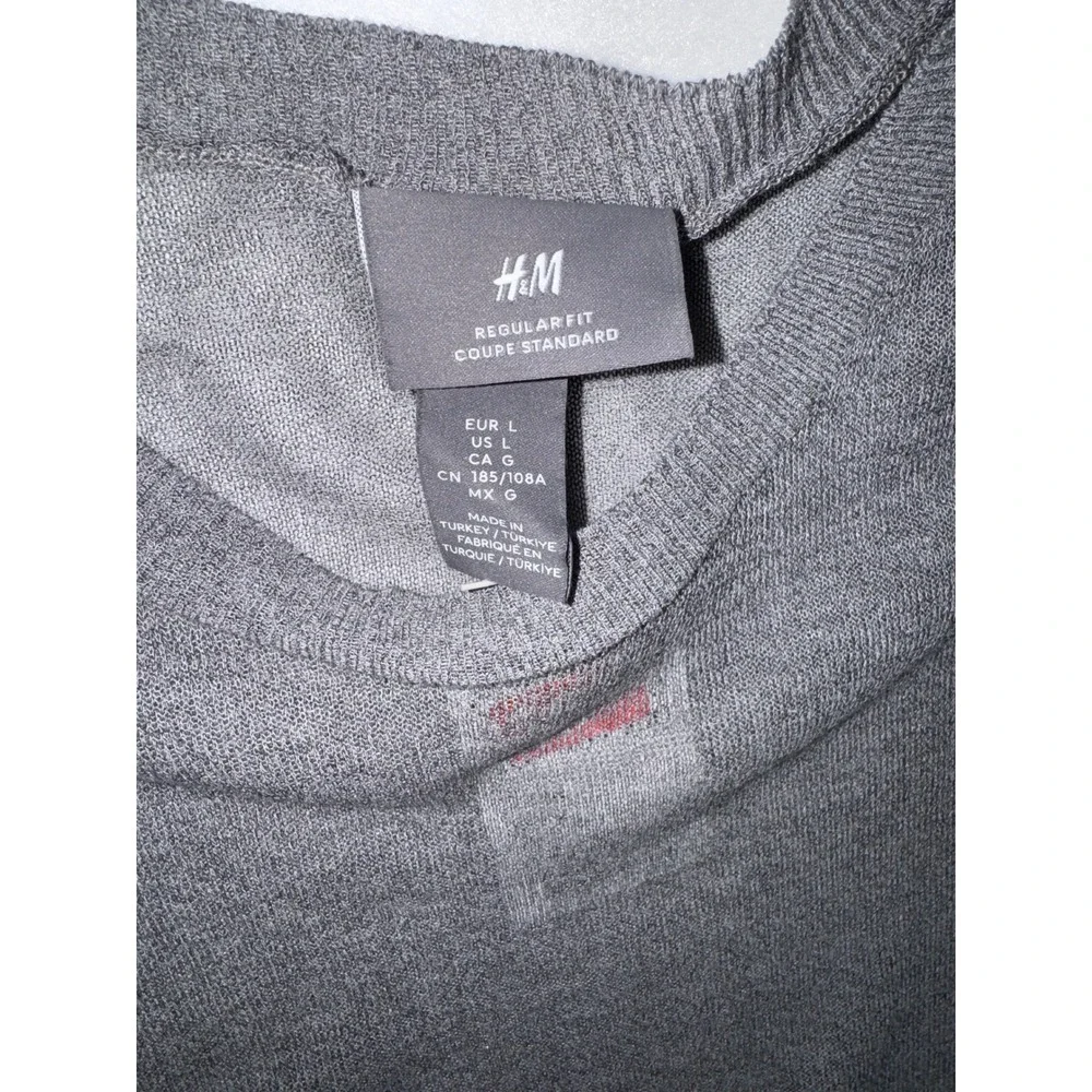 H&M Regular Fit Short Sleeve Sheer Knit Sweater Grey‎ Mens Large NWT
